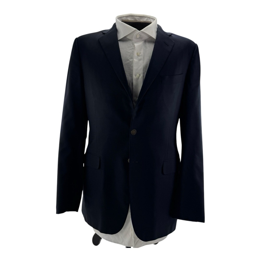 Hickey Freeman Douglass Super 140's Wool Blazer 2 Button Single Vent Blue 42L